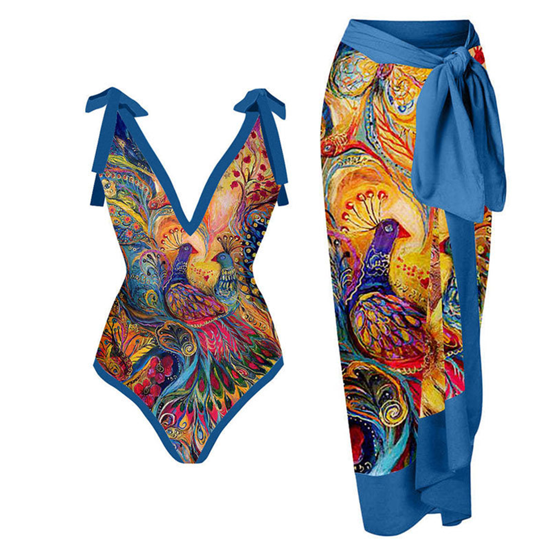WaveGrace - Costume da bagno vintage elegante e raffinato con adorabili volant per le donne