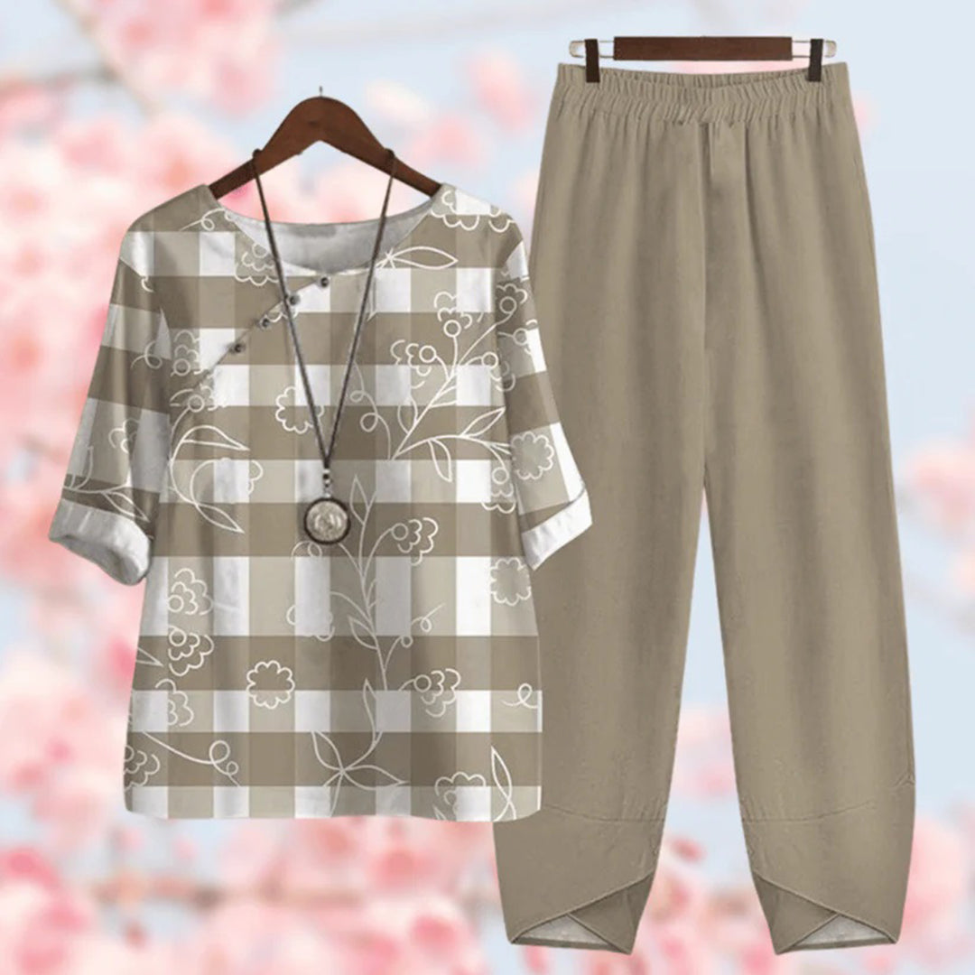 Elora - Stilvolles Vintage-Blumenmuster Zweiteiliger Set per un look elegante