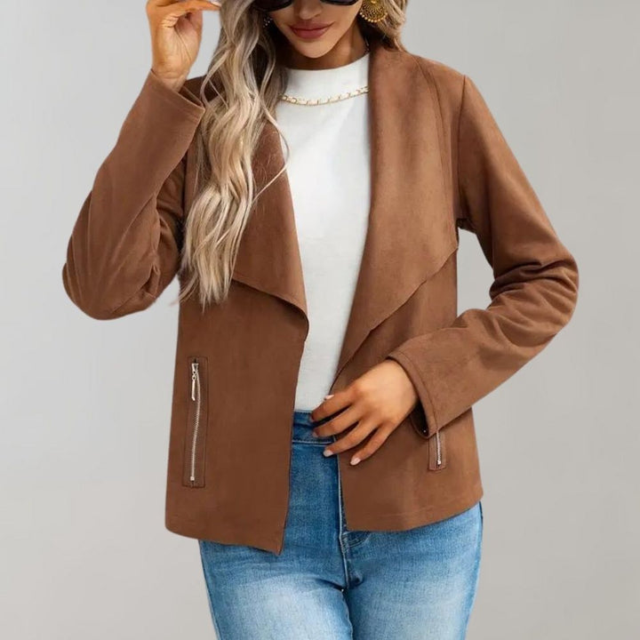 Giacca elegante da donna in pelle scamosciata - Maiuc