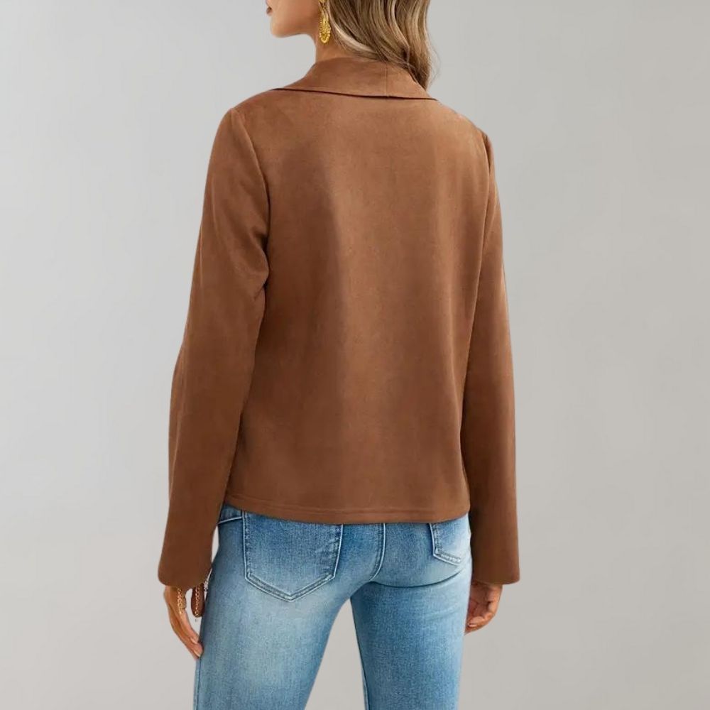 Giacca elegante da donna in pelle scamosciata - Maiuc