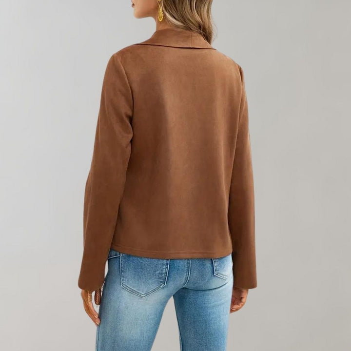 Giacca elegante da donna in pelle scamosciata - Maiuc
