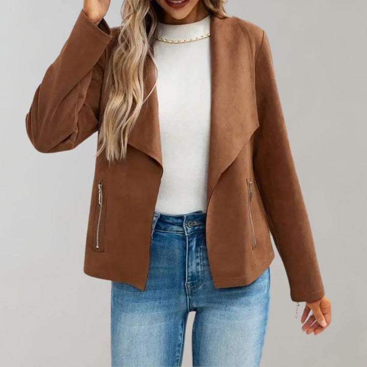 Giacca elegante da donna in pelle scamosciata - Maiuc