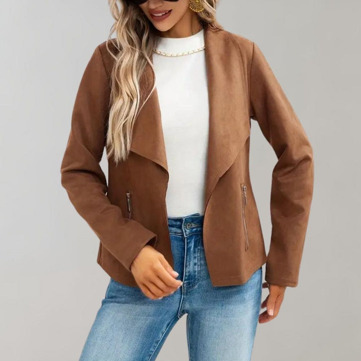 Giacca elegante da donna in pelle scamosciata - Maiuc