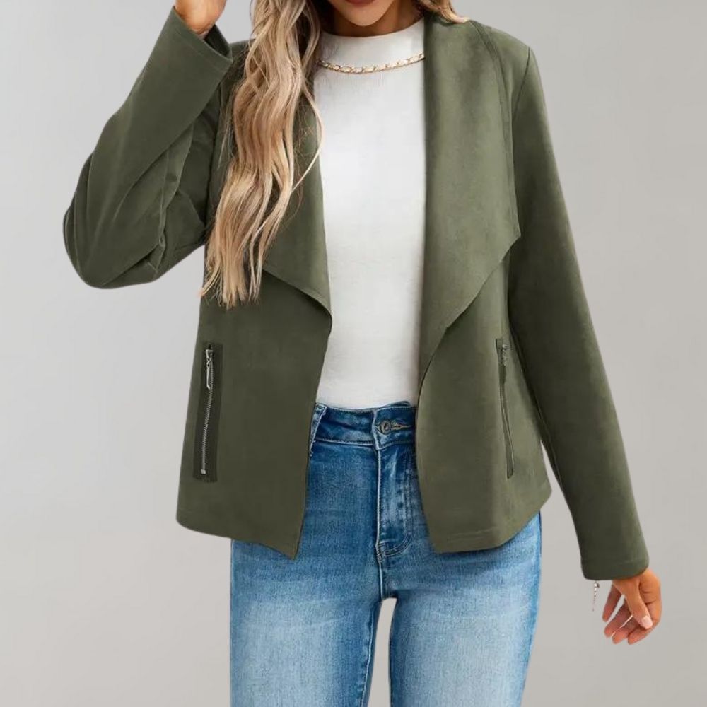Giacca elegante da donna in pelle scamosciata - Maiuc