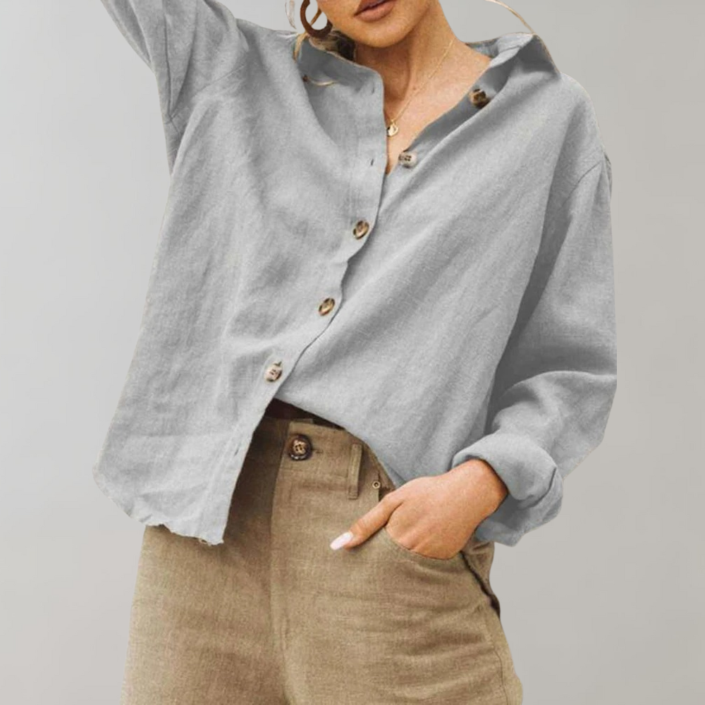 ELLA - Schicke Vintage-Leinenbluse für Damen, stilvoll und zeitlos