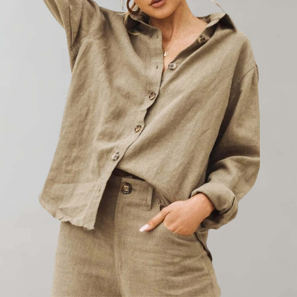 ELLA - Schicke Vintage-Leinenbluse für Damen, stilvoll und zeitlos