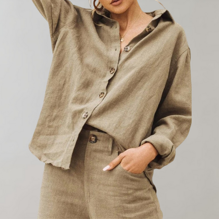 ELLA - Schicke Vintage-Leinenbluse für Damen, stilvoll und zeitlos