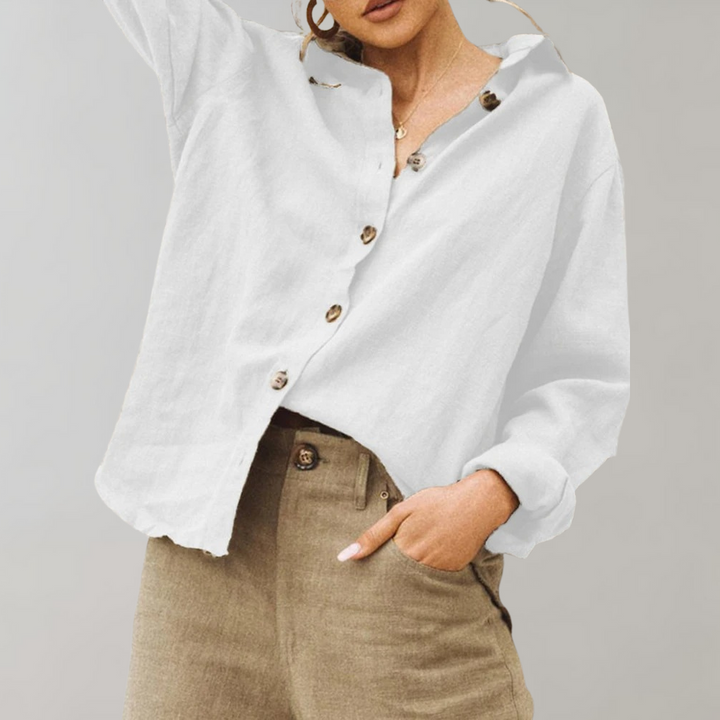 ELLA - Schicke Vintage-Leinenbluse für Damen, stilvoll und zeitlos