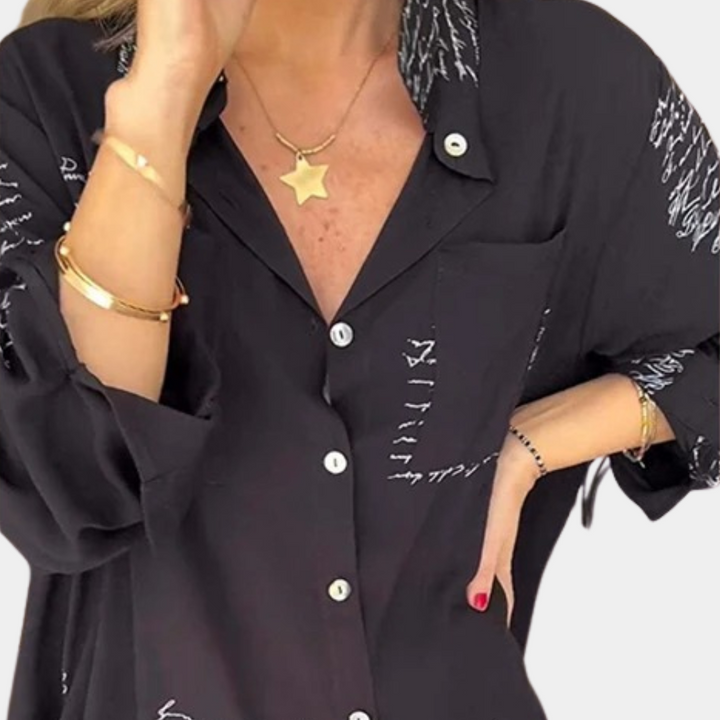 Elegante t-shirt da donna con stampa di lettere eleganti e alla moda