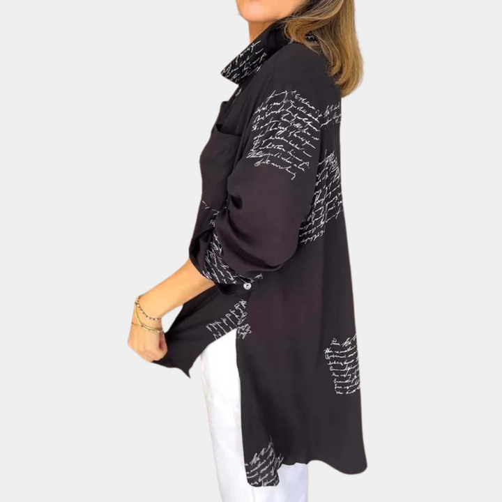 Elegante t-shirt da donna con stampa di lettere eleganti e alla moda