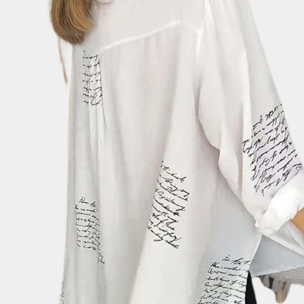 Elegante t-shirt da donna con stampa di lettere eleganti e alla moda