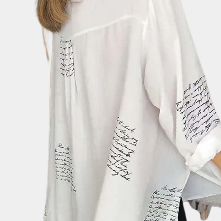 Elegante t-shirt da donna con stampa di lettere eleganti e alla moda