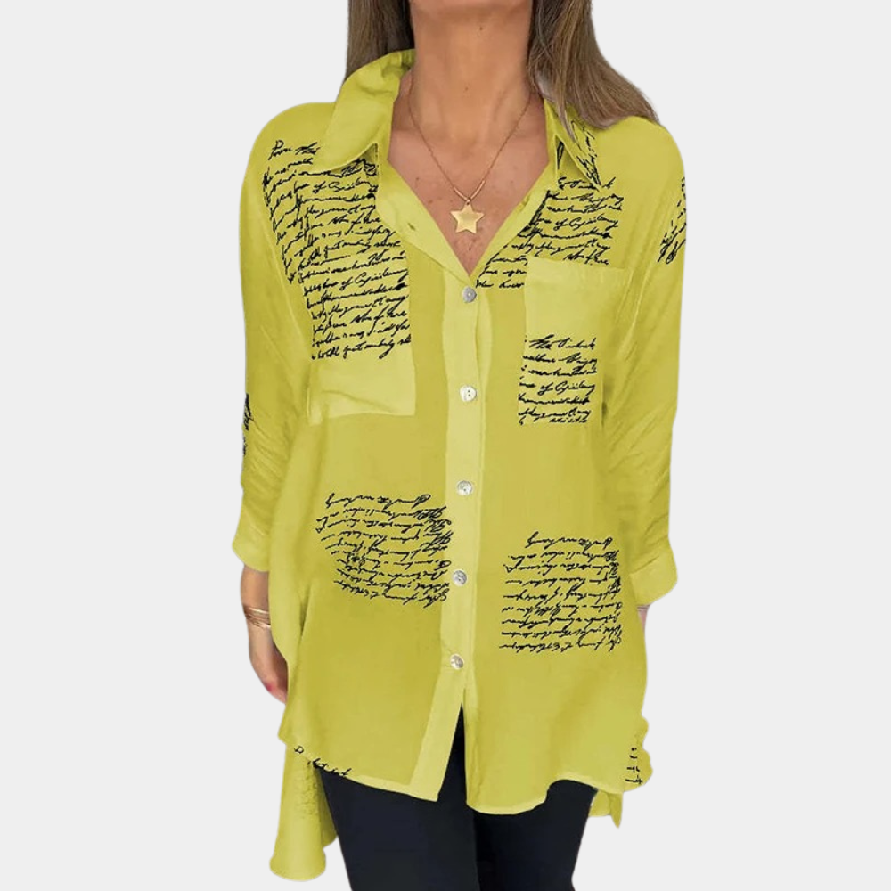Elegante t-shirt da donna con stampa di lettere eleganti e alla moda