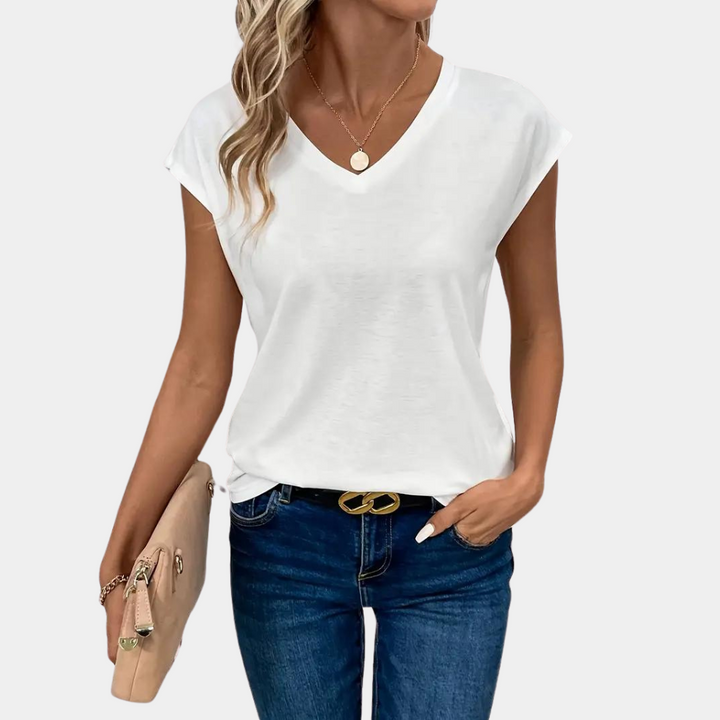 T-shirt da donna con scollo a V - abbigliamento Afrodite comodo e alla moda