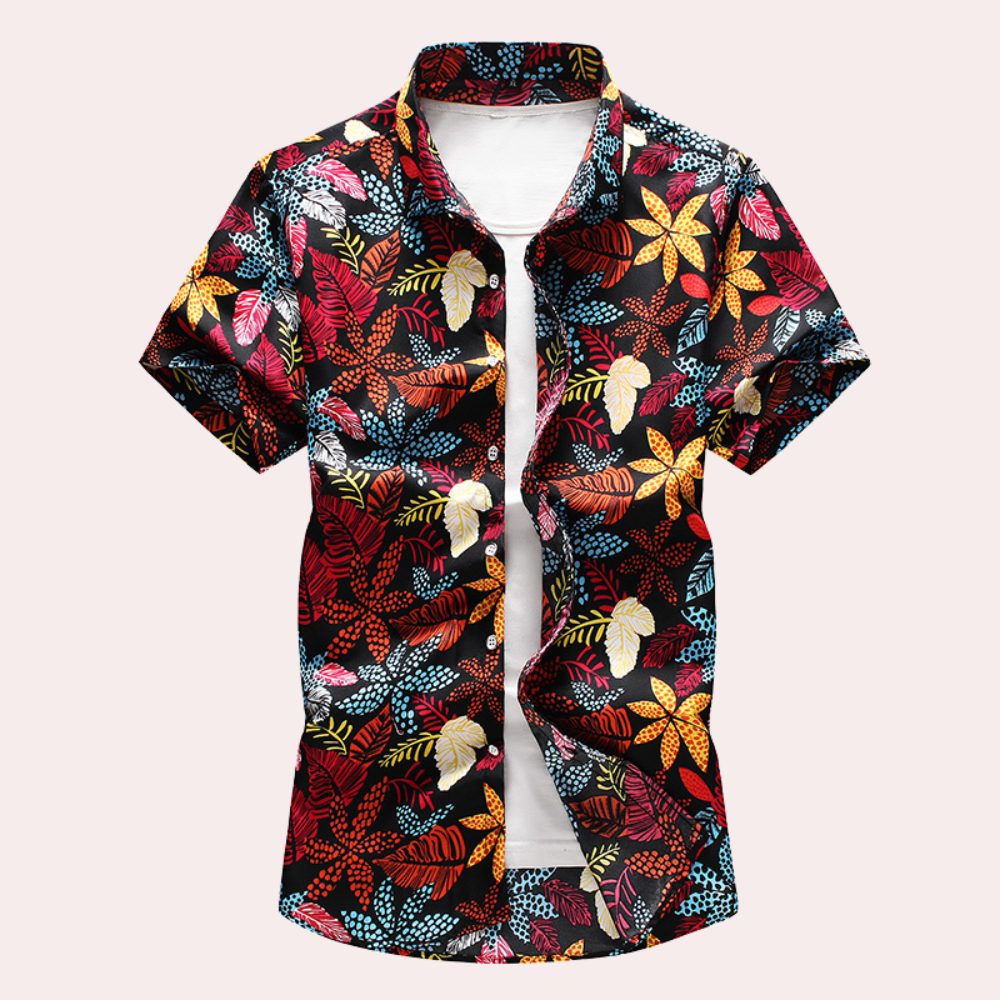 Camicia hawaiana elegante da uomo con motivo floreale tropicale