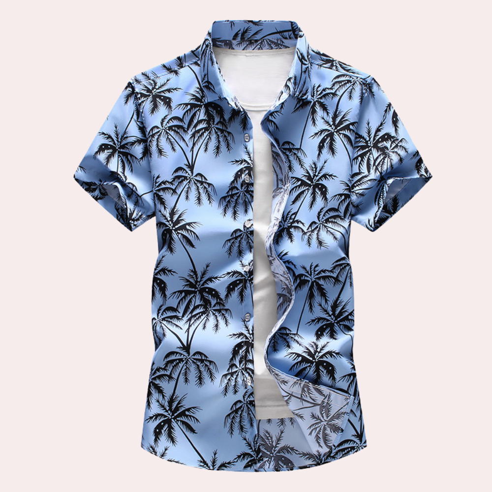 Camicia hawaiana elegante da uomo con motivo floreale tropicale