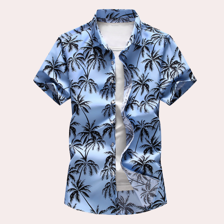 Camicia hawaiana elegante da uomo con motivo floreale tropicale