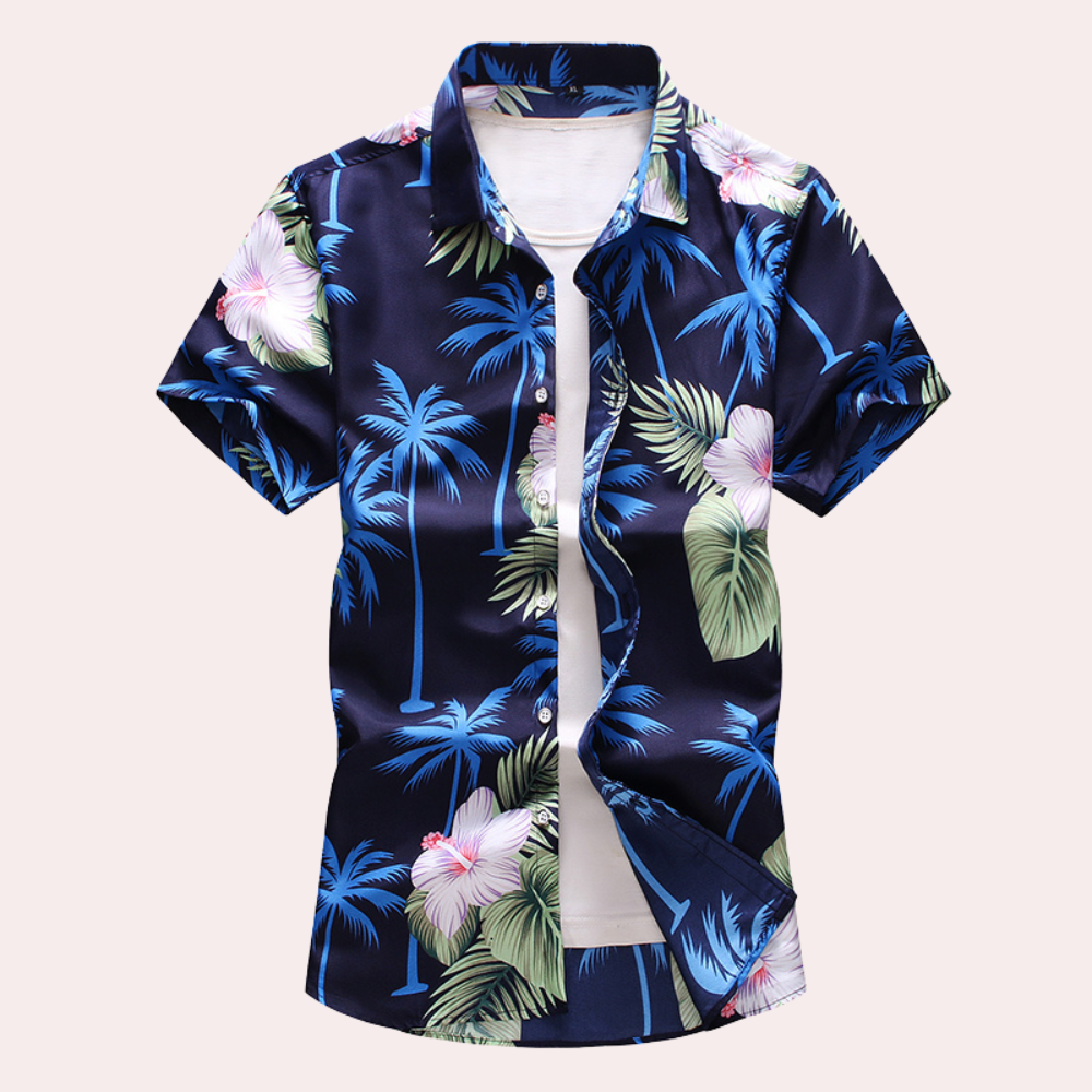 Camicia hawaiana elegante da uomo con motivo floreale tropicale