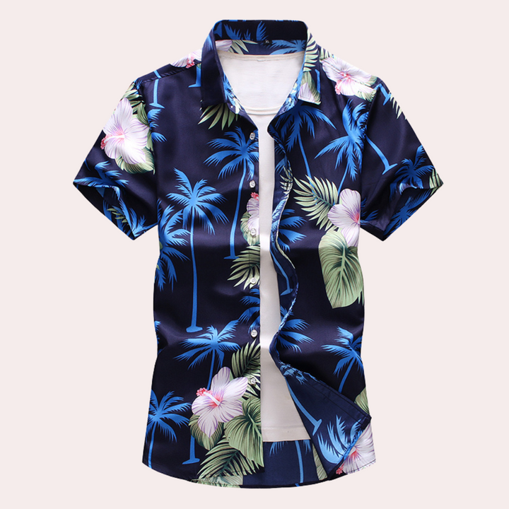 Camicia hawaiana elegante da uomo con motivo floreale tropicale