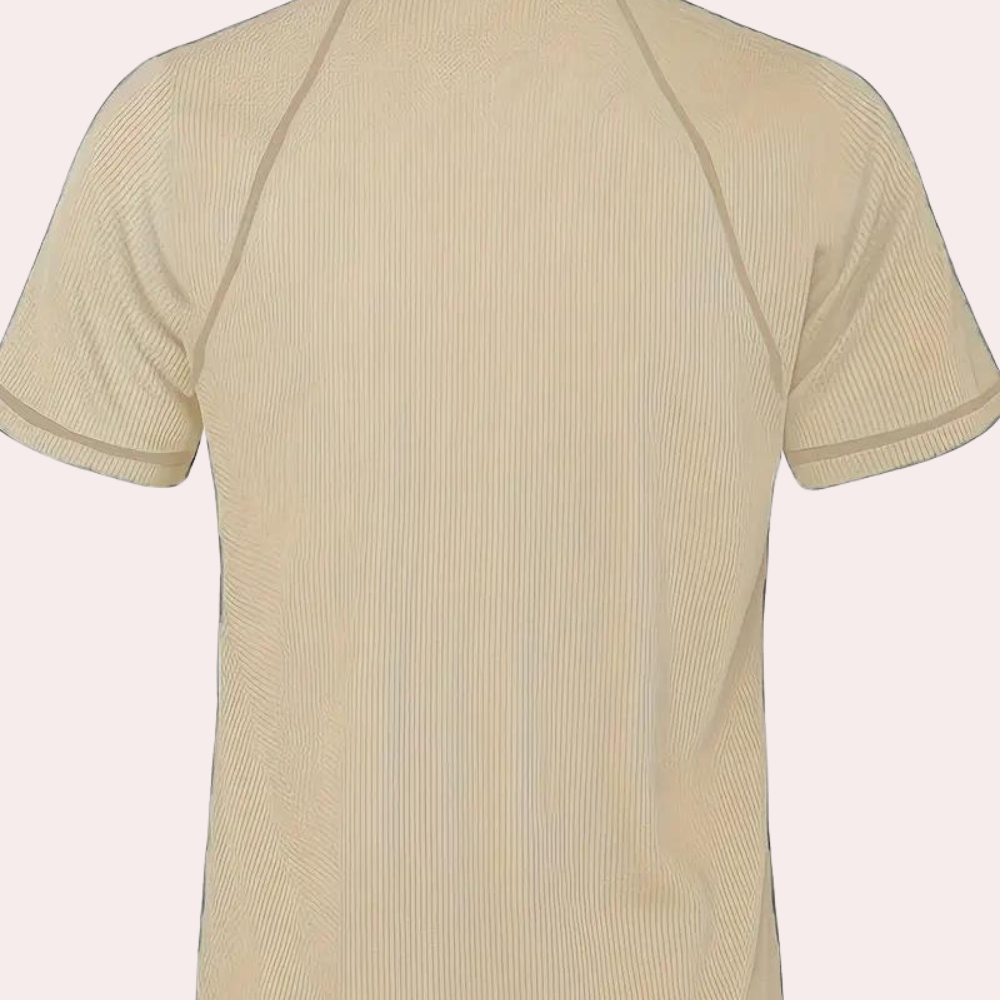 Elegante camicia Henley da uomo in cotone ultra-traspirante - vestibilità slim e manica corta per il massimo comfort quotidiano