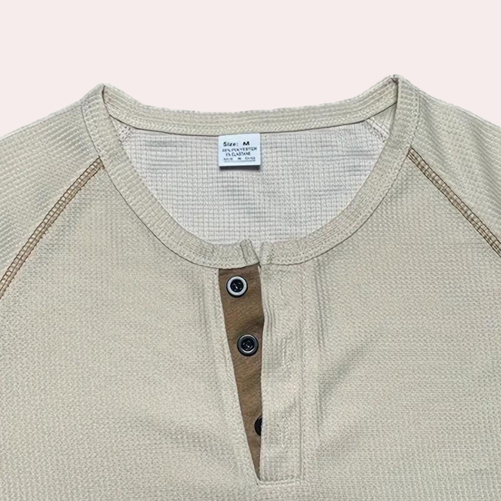 Elegante camicia Henley da uomo in cotone ultra-traspirante - vestibilità slim e manica corta per il massimo comfort quotidiano