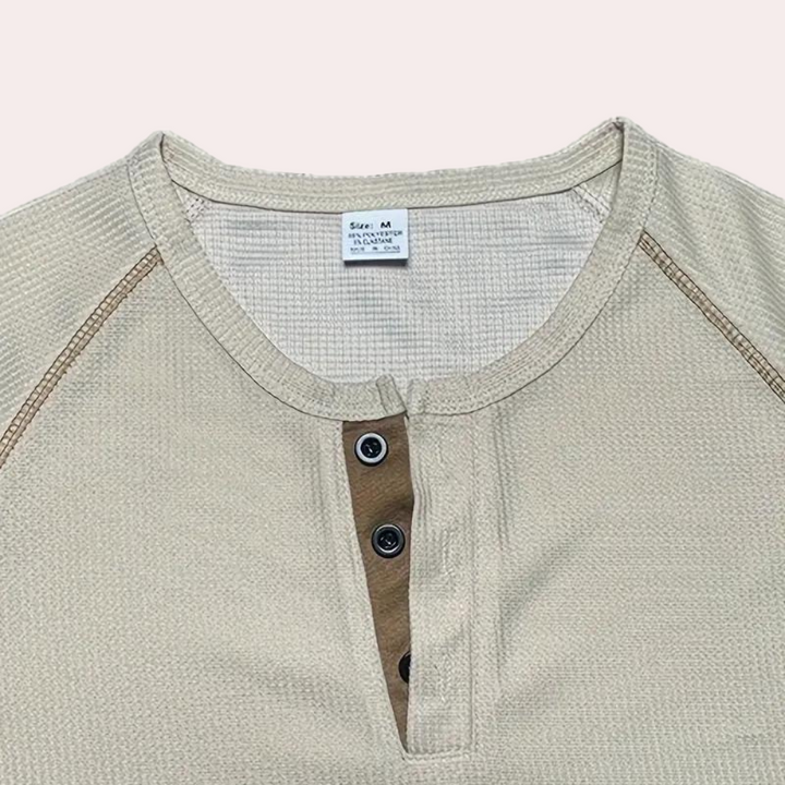 Elegante camicia Henley da uomo in cotone ultra-traspirante - vestibilità slim e manica corta per il massimo comfort quotidiano