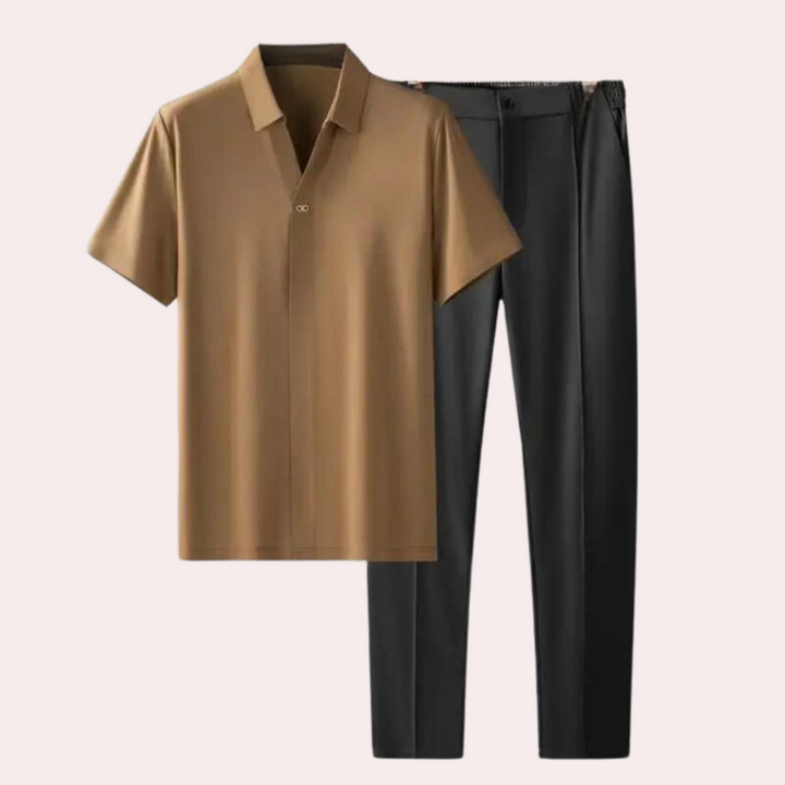 Elegante set casual da uomo con due pezzi alla moda