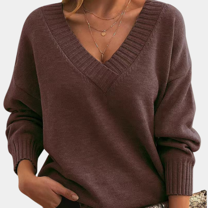 Elegante maglione da donna con scollatura a punta - aggiunge un tocco chic al vostro look