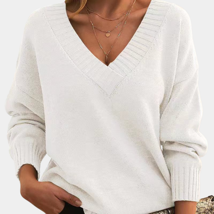 Elegante maglione da donna con scollatura a punta - aggiunge un tocco chic al vostro look