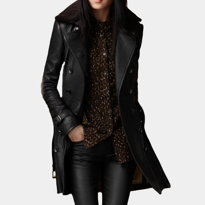 Elegante giacca in pelle da donna - elegante e calda per le giornate invernali