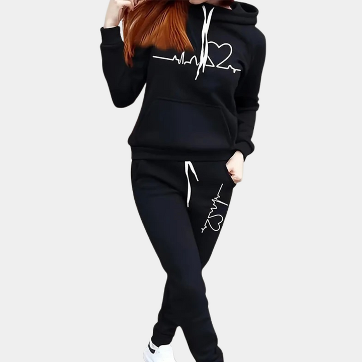 Elegante completo da donna con cappuccio alla moda per donne alla moda