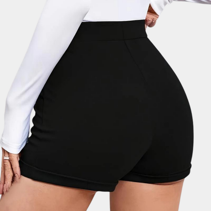 Agatha - Eleganti pantaloncini da donna con vistosi bottoni dorati per uno stile unico