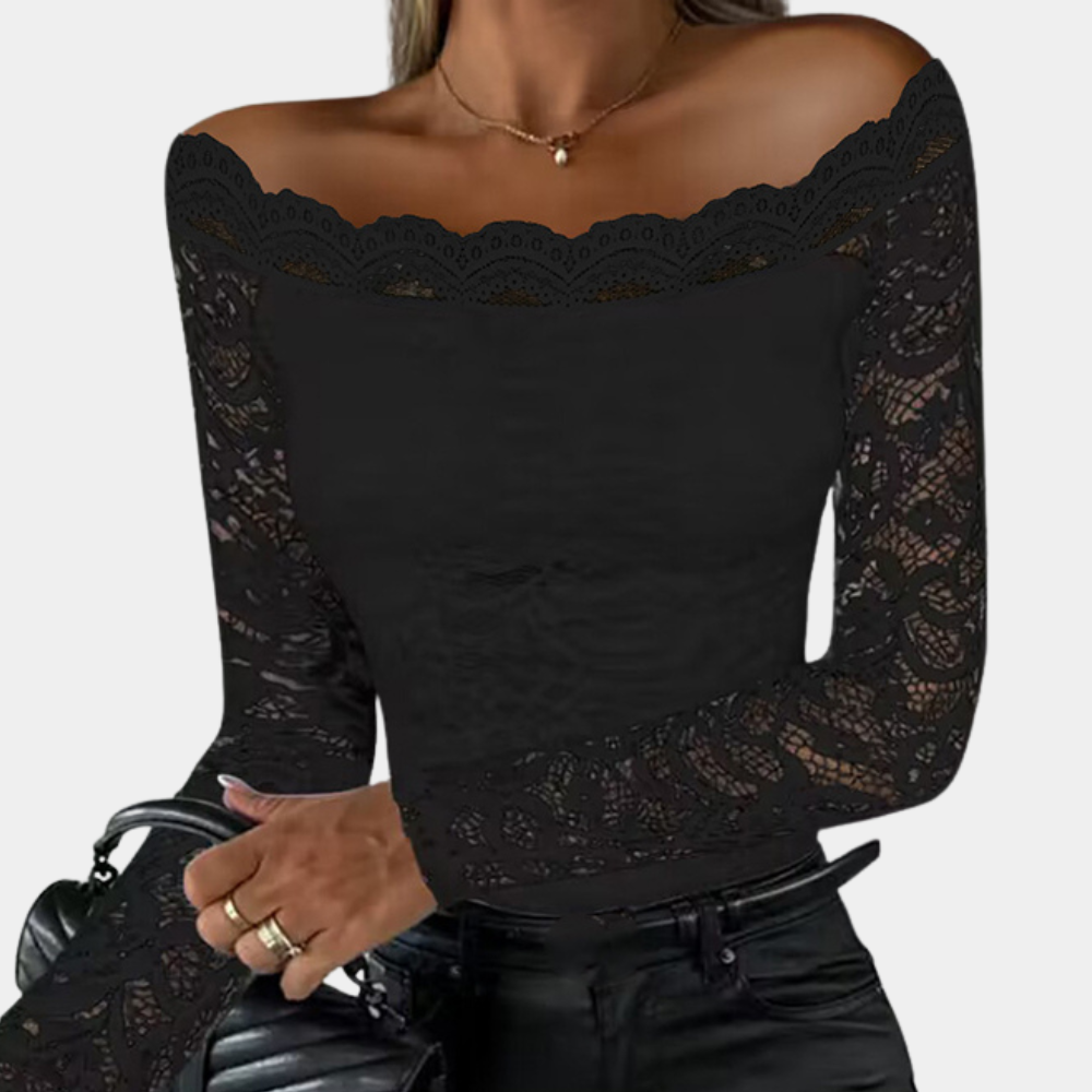 Elegante blusa in pizzo con scollatura sottile - perfetta per le donne sicure di sé