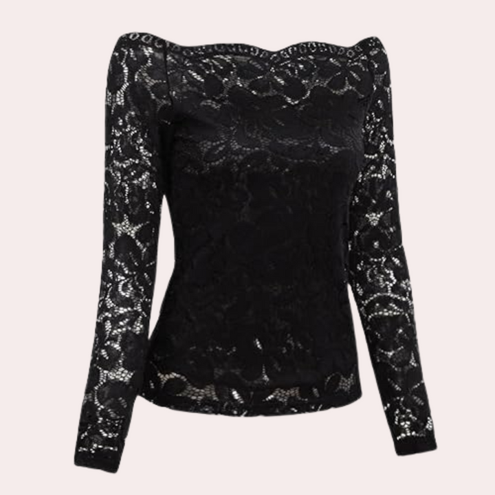Elegante blusa in pizzo con scollatura sottile - perfetta per le donne sicure di sé