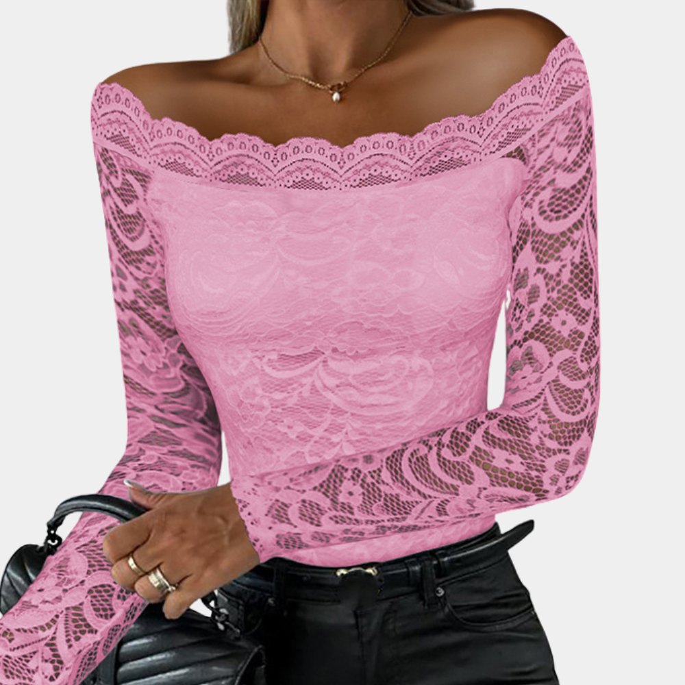 Elegante blusa in pizzo con scollatura sottile - perfetta per le donne sicure di sé
