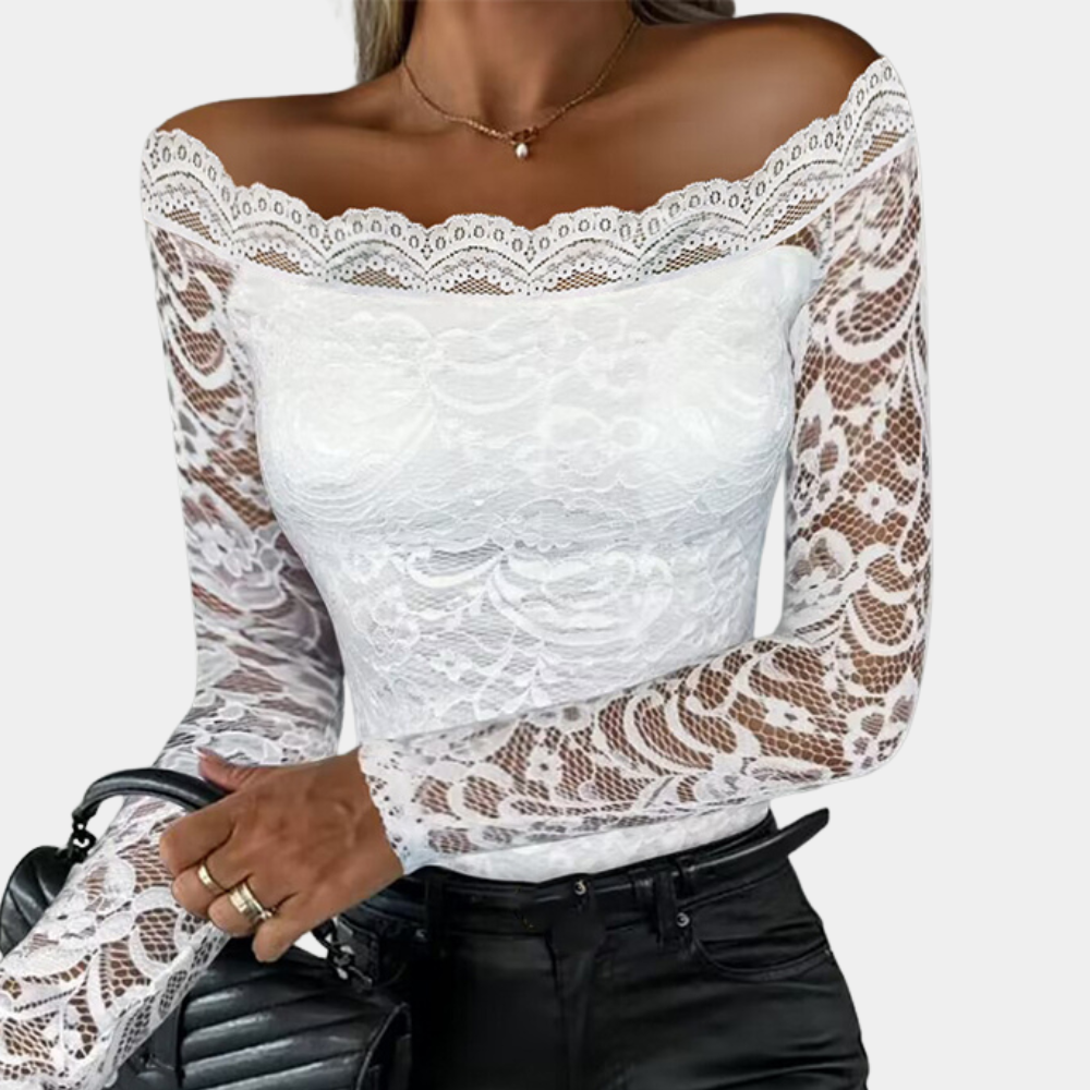 Elegante blusa in pizzo con scollatura sottile - perfetta per le donne sicure di sé