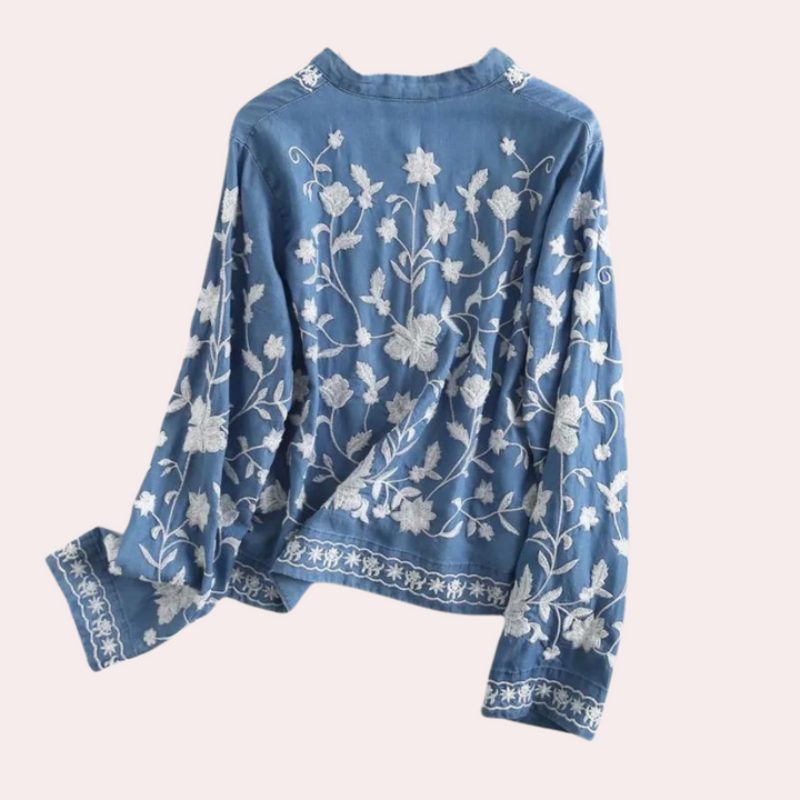 Elegante cardigan Breanne con fiori ricamati per donna