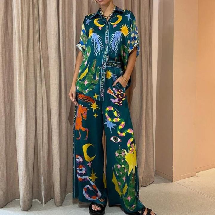 Elegante e colorato set da donna a due pezzi di Forina - elegante e accattivante