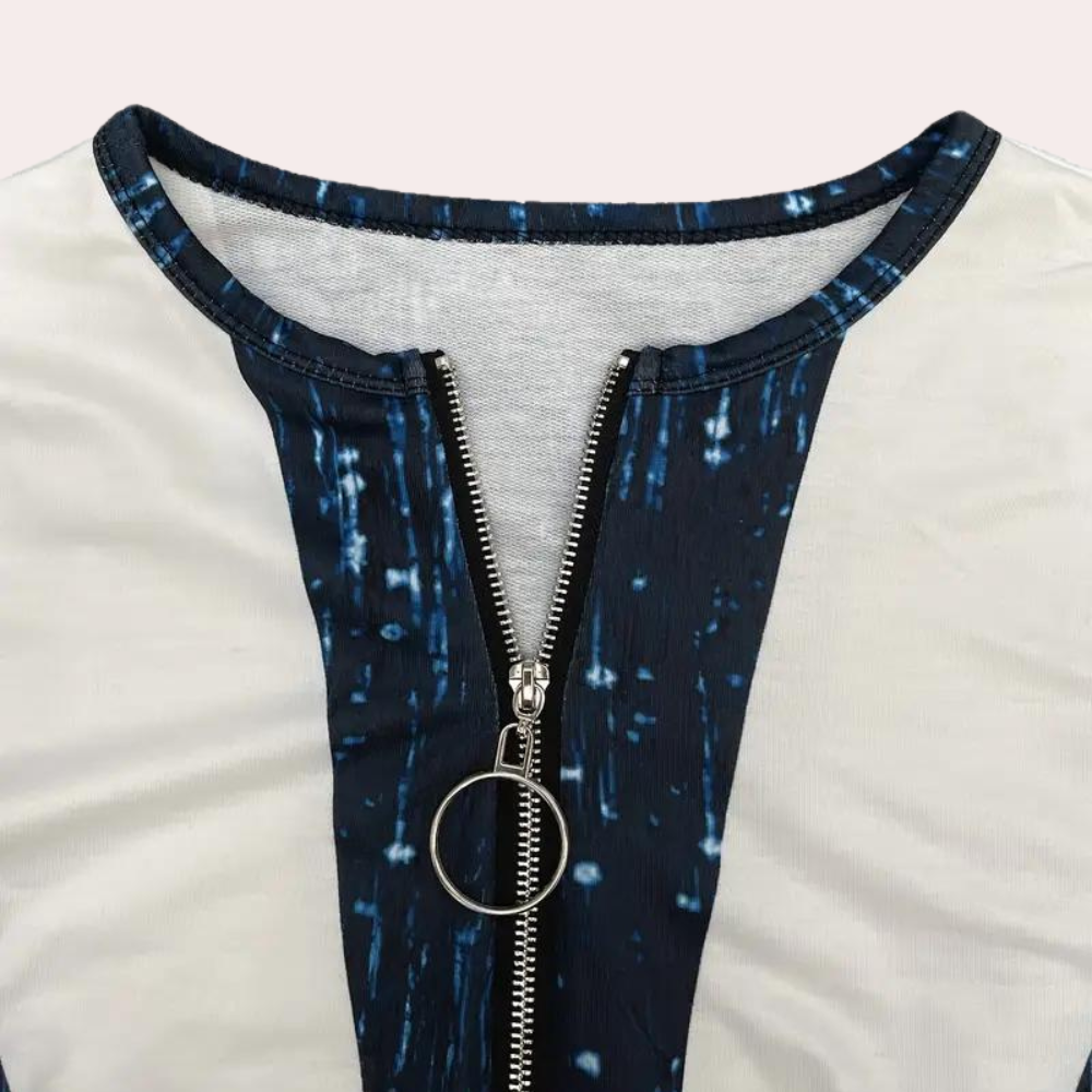 Leocadia - Elegante camicia da donna a maniche lunghe con moderna chiusura a zip, perfetta per ogni occasione