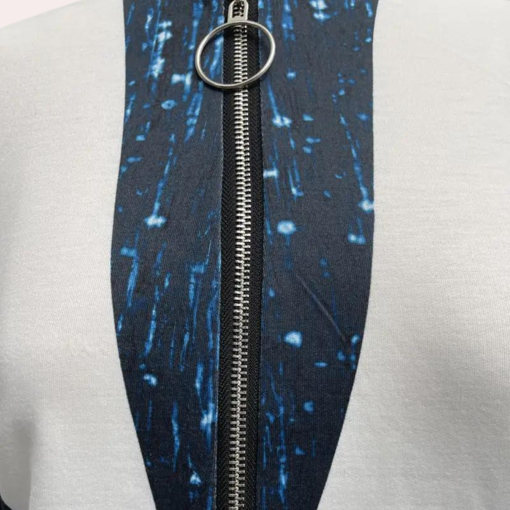 Leocadia - Elegante camicia da donna a maniche lunghe con moderna chiusura a zip, perfetta per ogni occasione