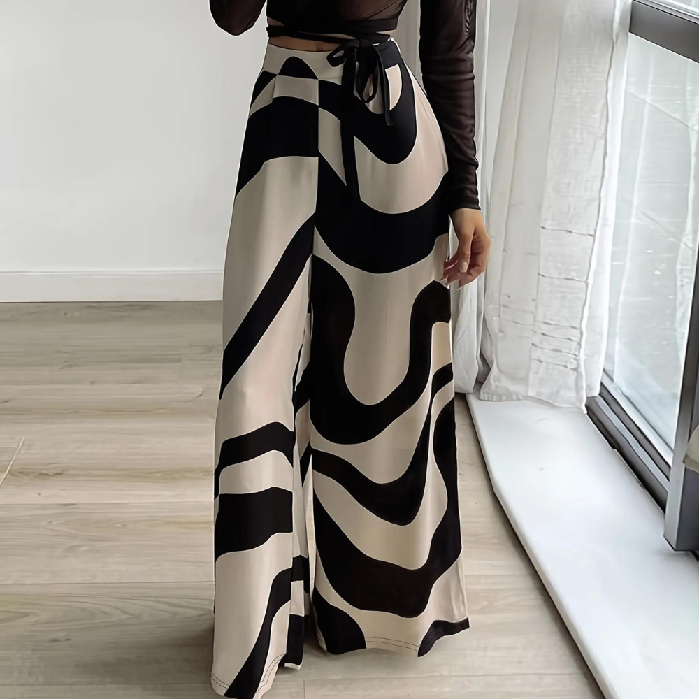 Fisseha - Eleganti pantaloni da donna a vita alta e gamba larga per un look unico