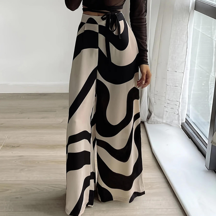 Fisseha - Eleganti pantaloni da donna a vita alta e gamba larga per un look unico