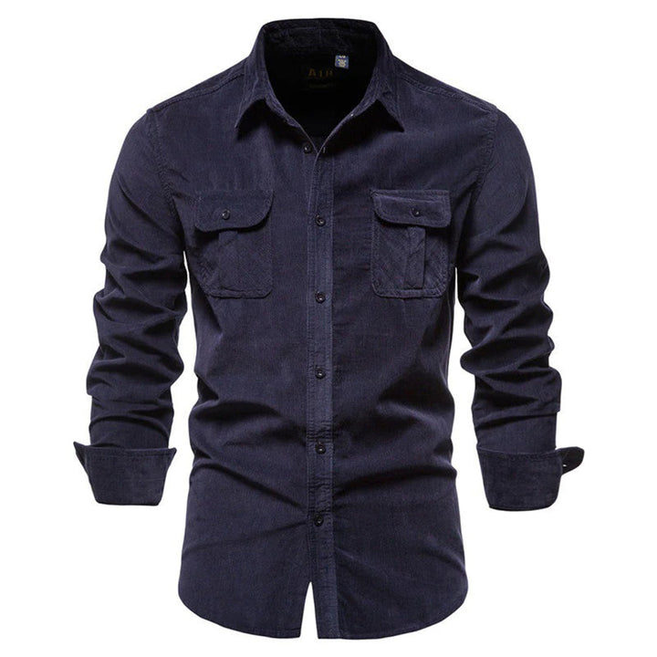Elegante gilet da uomo in velluto a coste con maniche lunghe, bottoni eleganti, colletto classico e pratica borsa Petto