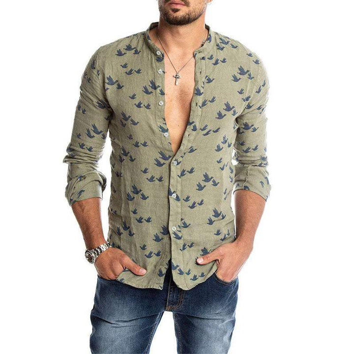 Camiseta da uomo lunga con disegno di pachino, collo a mandorla e tessuto casual e fresco