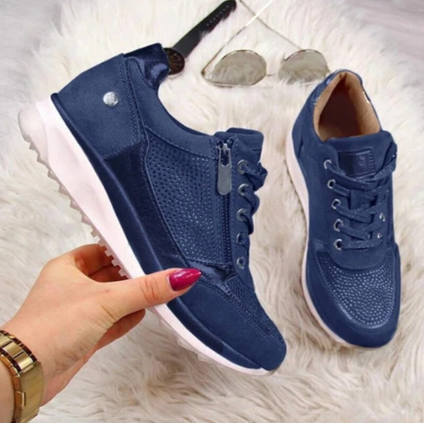 Comode sneakers casual da donna con allacciatura e cerniera - comfort e stile per l'abbigliamento quotidiano