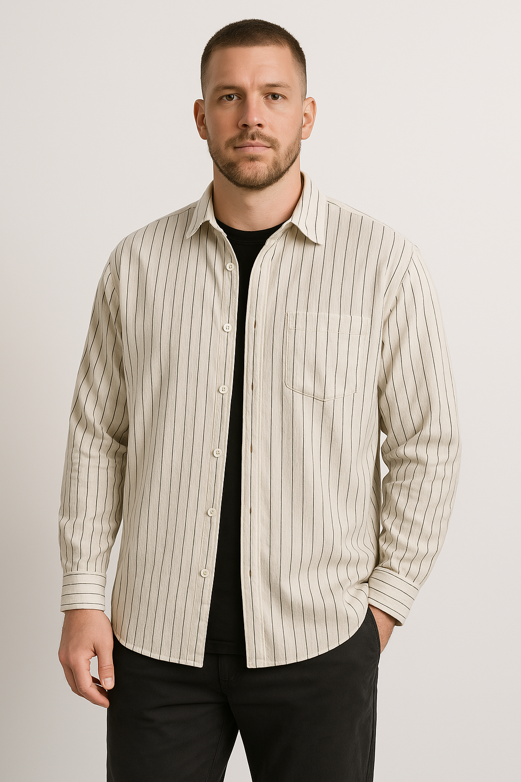 Camisa di manga lunga per uomo con corte relajado e disegno a raggi - Trasportabile e perfetta per uno stile casual e comodo