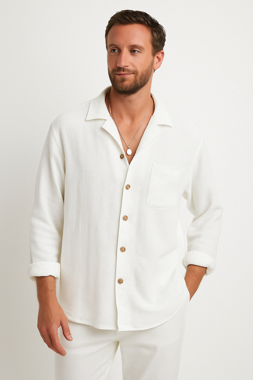Elegante T-shirt da uomo in cotone e lino mélange - Un look casual ed elegante per tutti i giorni
