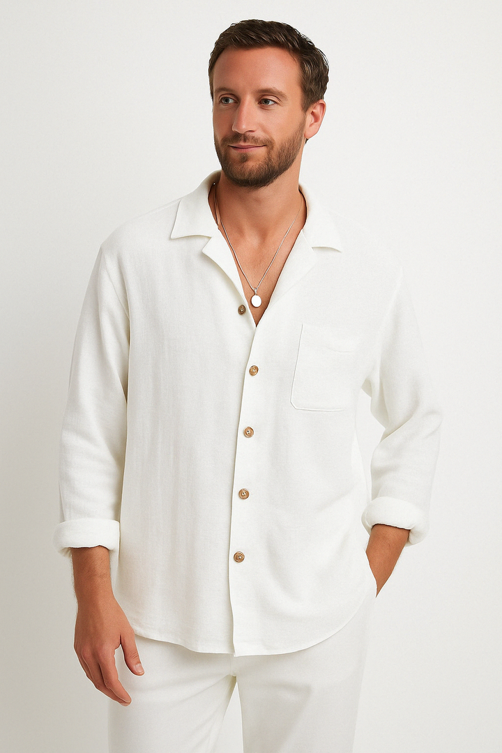 Elegante T-shirt da uomo in cotone e lino mélange - Un look casual ed elegante per tutti i giorni