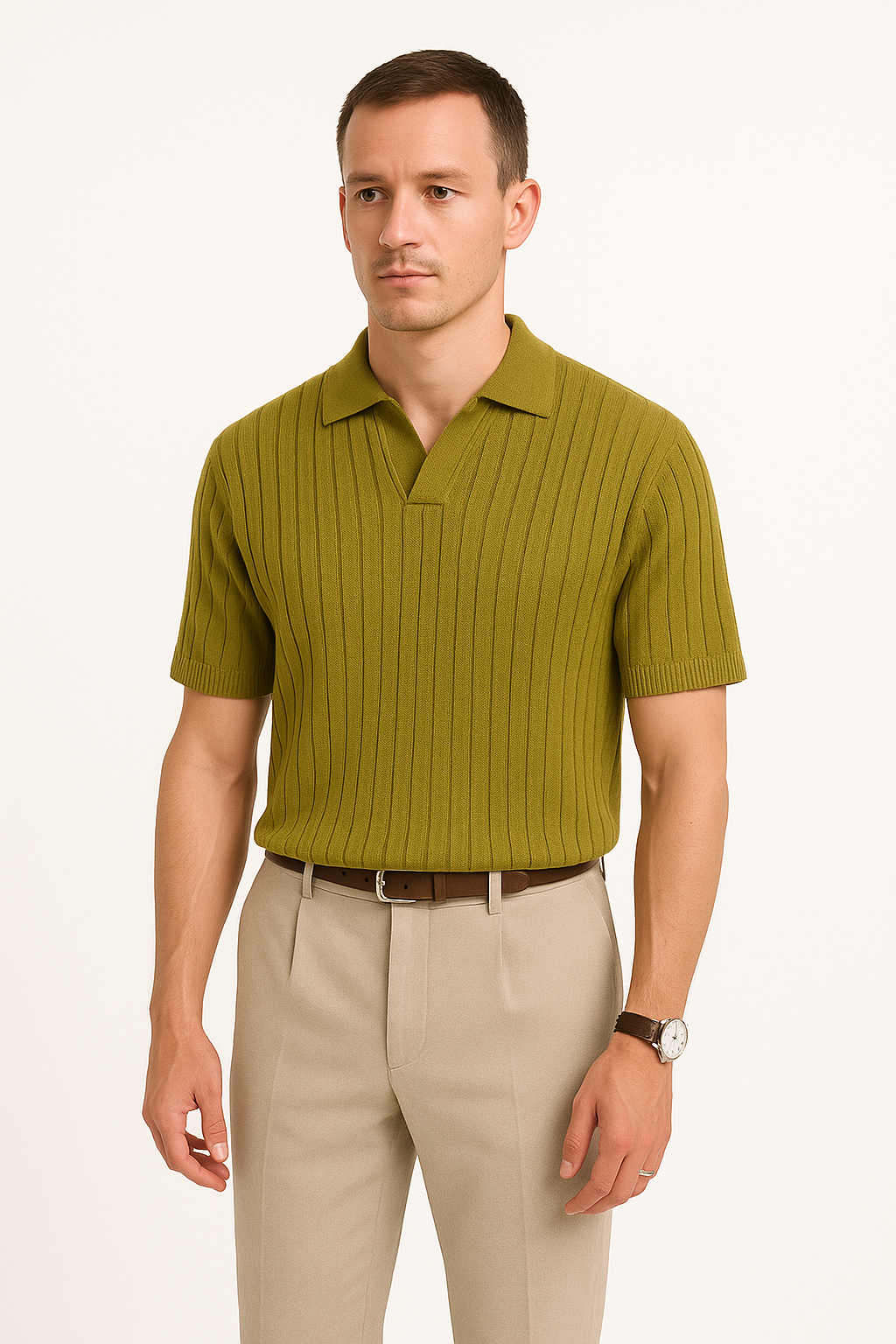 Polo Uomo in Cotone a Costine con Manica Corta - Vestibilità Standard, Ideale per uno Stile Casual e alla Moda