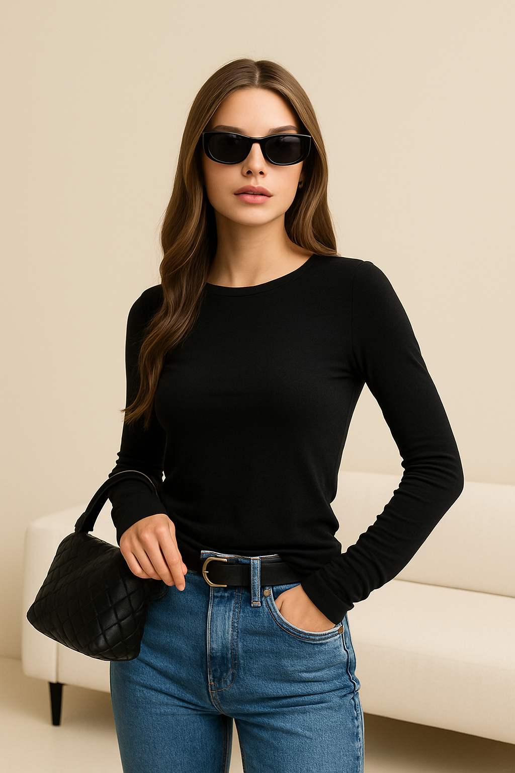 Elegante catena a tracolla da donna con lunghezza regolabile, materiale flessibile in algodon, quadranti rossi e scarpe annesse